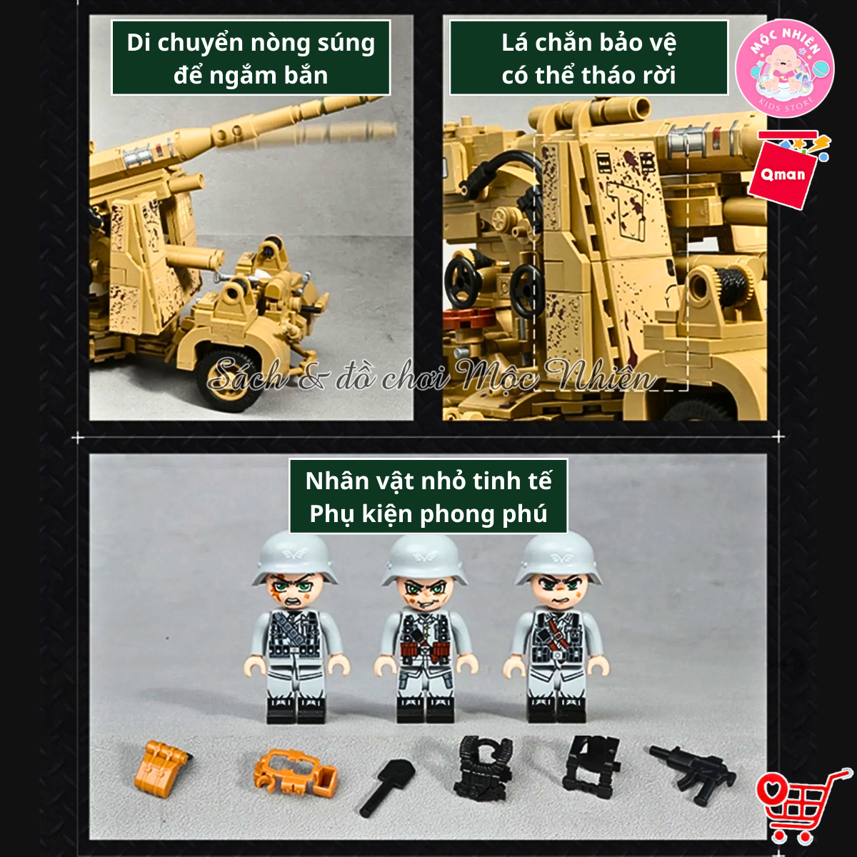 Đồ chơi xếp hình, lắp ráp Qman 21027 - Phòng không (829 mảnh ghép) - Dành cho bé trai từ 6 tuổi