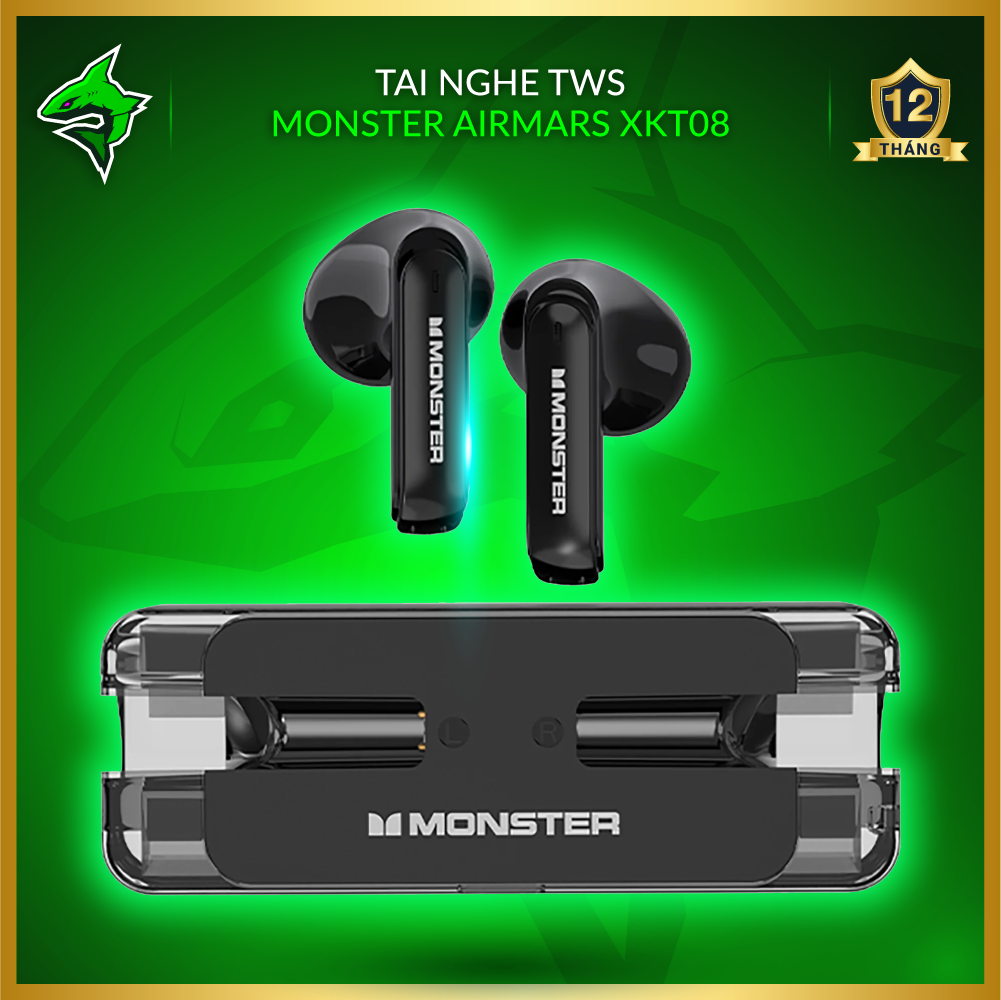 Tai Nghe Bluetooth TWS Monster Airmars XKT08 【Mic Đàm Thoại ◆ Cảm Ứng Đa Điểm】- Hàng Nhập Khẩu