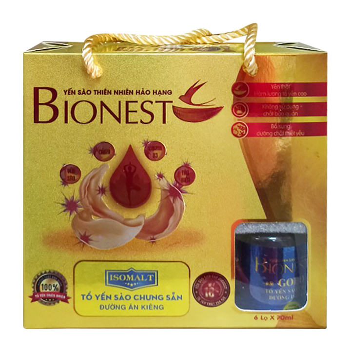 Hộp Yến sào Bionest Gold đường isomalt cao cấp - hộp tiết kiệm 6 lọ