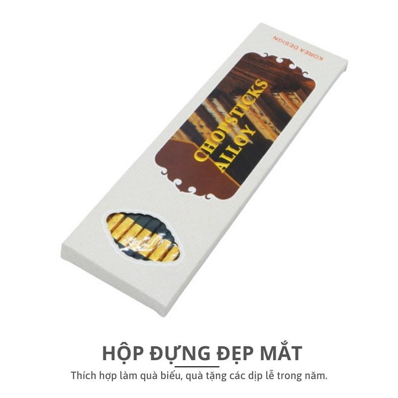 Bộ 10 đôi đũa hợp kim chịu nhiệt cao cấp - Đũa chống mốc kháng khuẩn đầu nhám chống trơn trượt