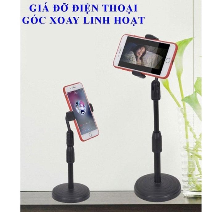 Giá đỡ điện thoại Microphone Stands, kẹp chống lưng 360 ,đế chân tròn để bàn, gia do tiện lợi đa