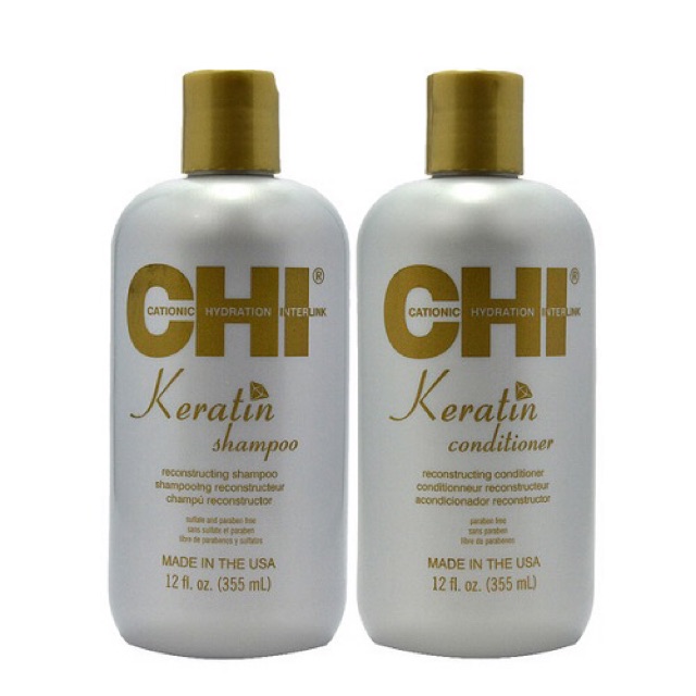 Bộ dầu gội xả CHI Keratin Reconstructing Mỹ 355ml - Phục hồi tóc hư tổn