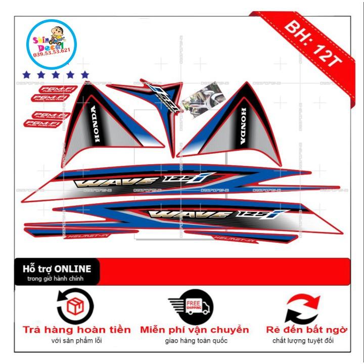 Tem rời wave 125i dán xe đỏ