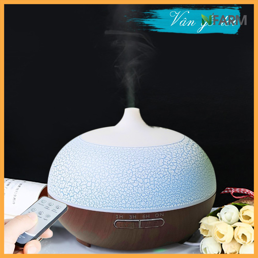 Combo máy khuếch tán, máy xông tinh dầu NFarm hình Bí Ngô + tinh dầu cam hương N'Farm / Phun sương sóng siêu âm/ Có remote điều khiển.