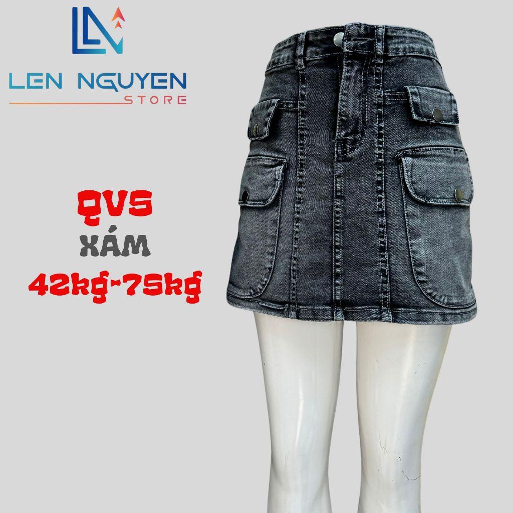 QV5_Quần jean nữ, quần váy, lưng cao, quần bò nữ dáng ôm, quần rin nữ có big size, cho 42kg đến 75kg,LEN NGUYEN STORE - Xanh Đậm
