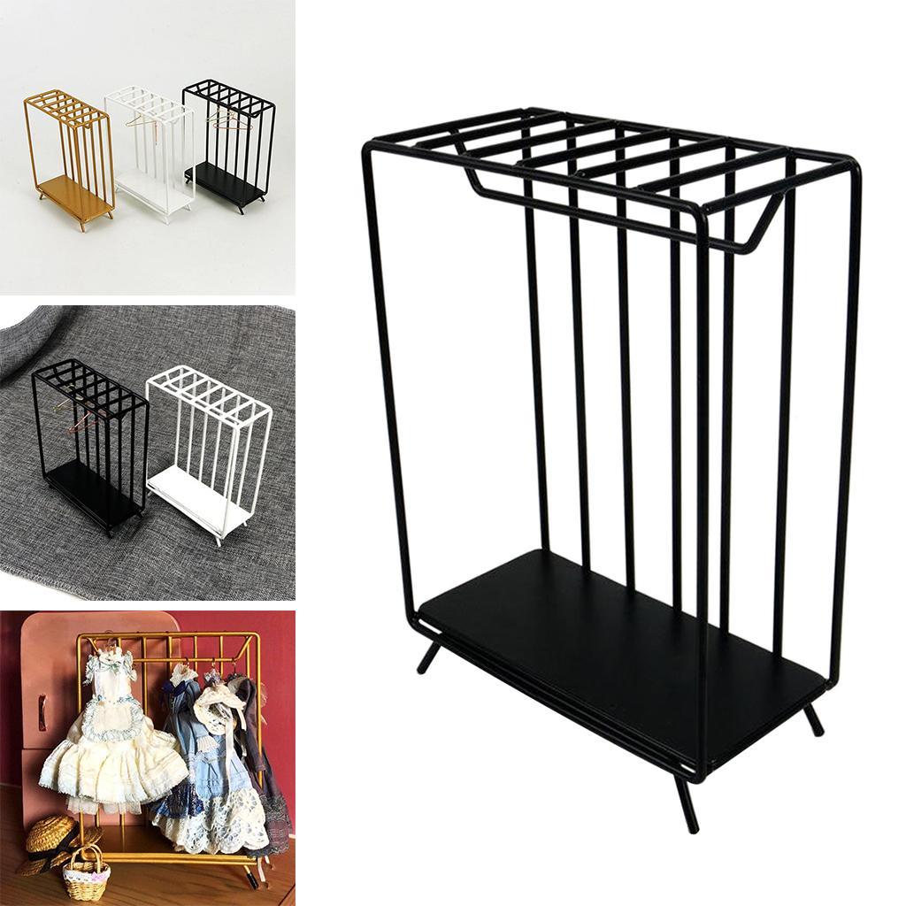 1/6 Dollhouse Mini Metal Clothes Rack Simulation Bedroom Furniture Supplies