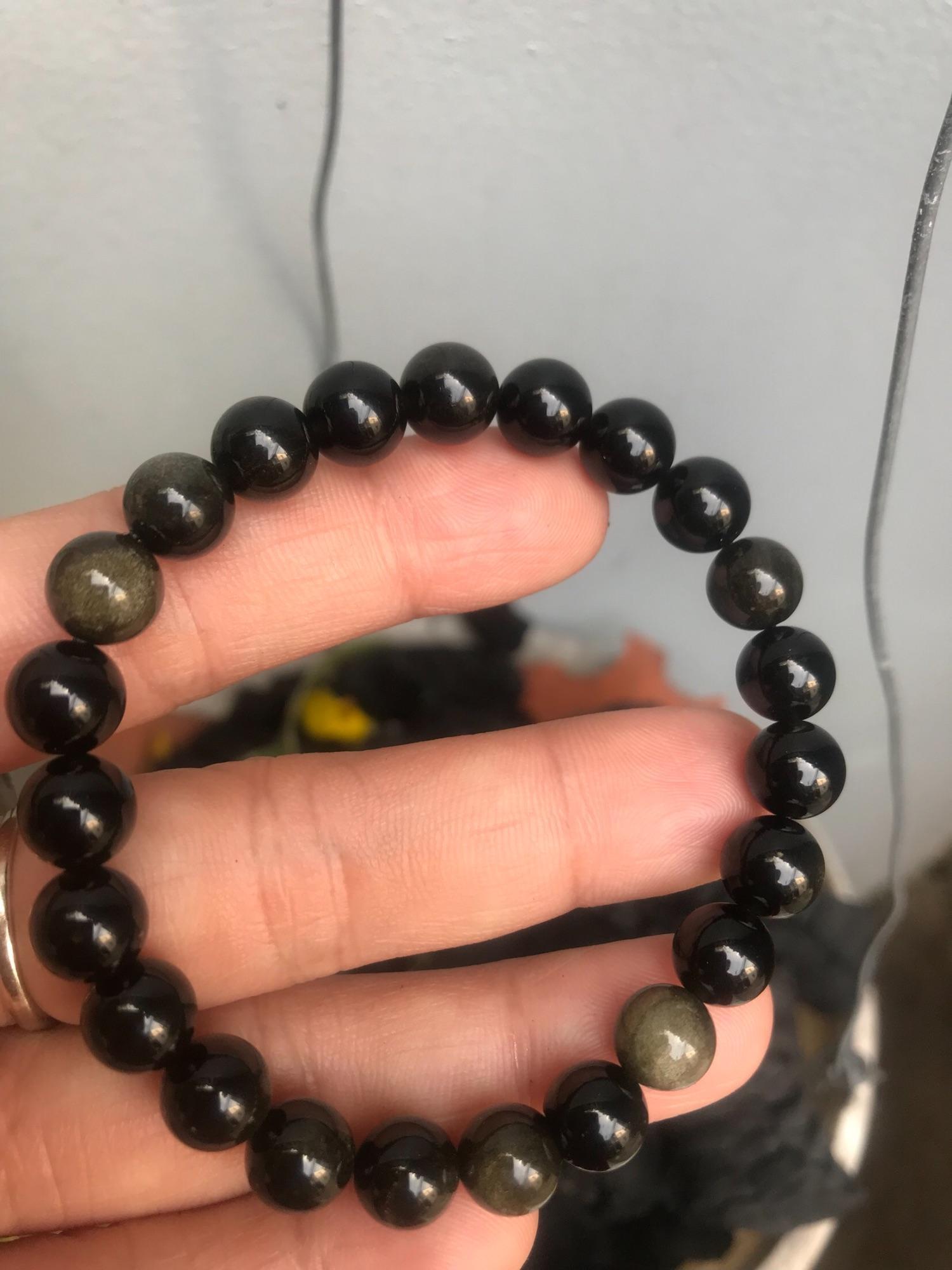 VÒNG ĐÁ MẮT MÈO OBSIDEN 8LY NỮ MỆNH THUỶ ĐÁ TỰ NHIÊN