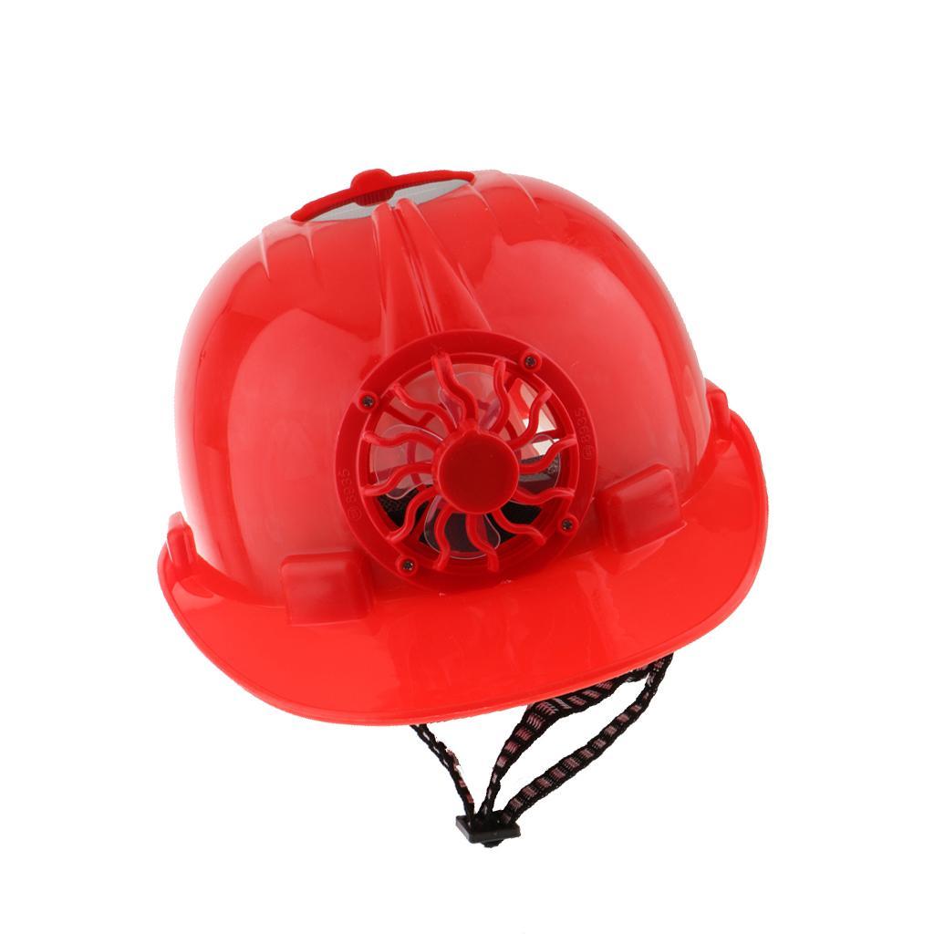 Pack of 2Pcs Solar Powered Lightweight Work Helmet Head Protection Hard Hat with Cooling Fan Red / Yellow