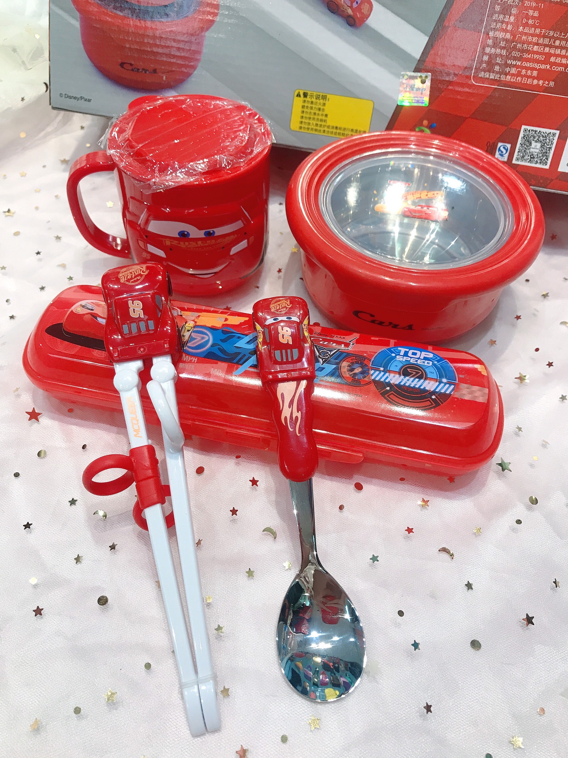 Set ăn uống 5 món hình Car 95 McQueen 3D siêu cute