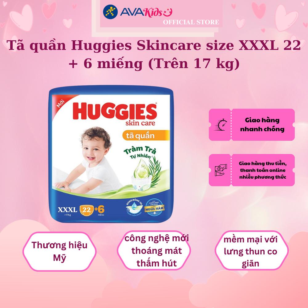 Tã quần Huggies Skincare size XXXL 22 + 6 miếng (Trên 17 kg)