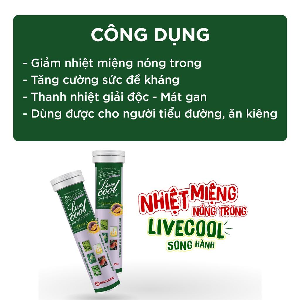 Viên sủi thanh nhiệt Livecool - Hương chanh dây  giảm nhiệt miệng nóng trong, mát gan, tăng sức đề kháng - Hộp 16 viên