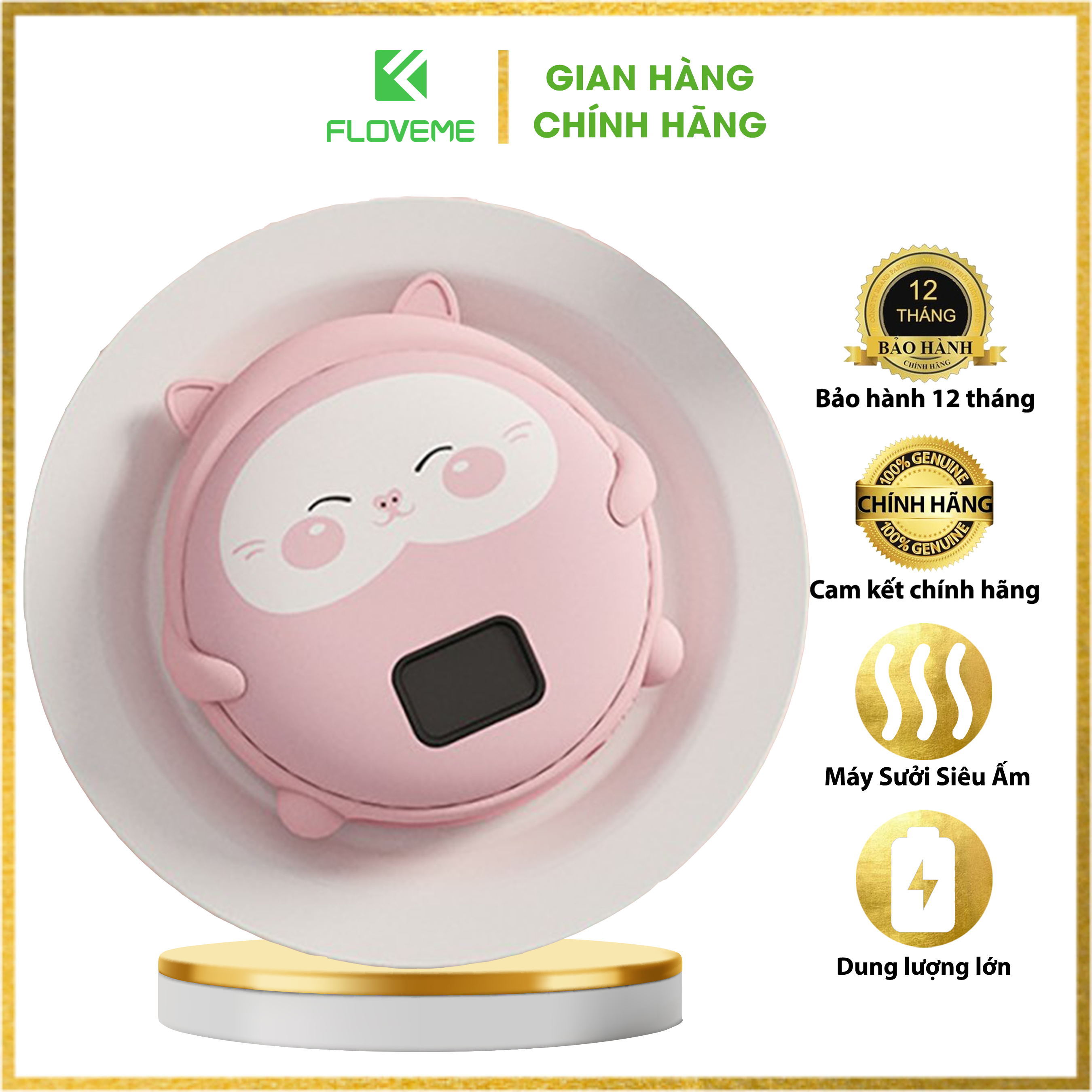 Máy sưởi tay FLOVEME QQ - Tích hợp sạc dự phòng 10.000mah - Thiết kế hình thú siêu kute dễ thương  - nhỏ gọn - Hàng chính hãng