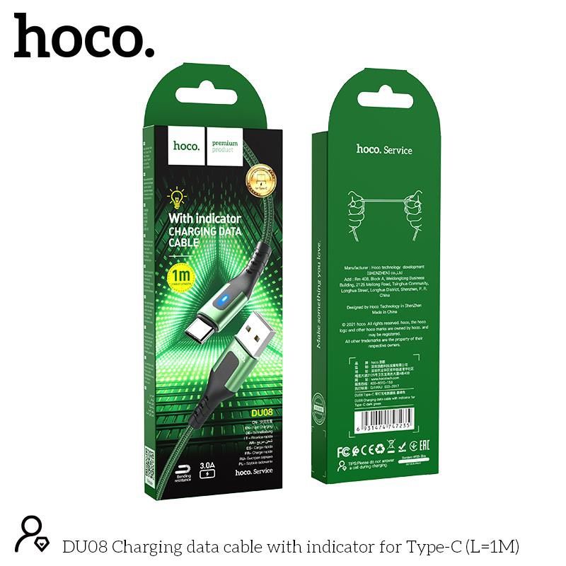 Dây Cáp Sạc Nhanh Hoco DU08 3A -Bọc Dù -Báo Đèn Dành Cho Iphone/Samsung/Oppo .... -Hàng Chính Hãng