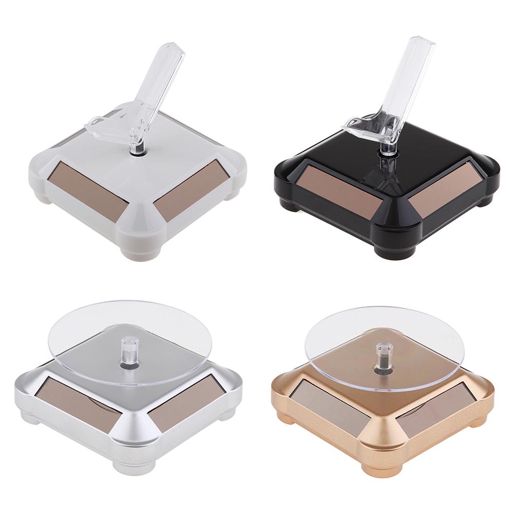 Solar and Battery Powered Turntable Rotating Display Stand Holder Watch Jewelry & Phone Display V Rack, Convenient, Save energy, Eco-friendly