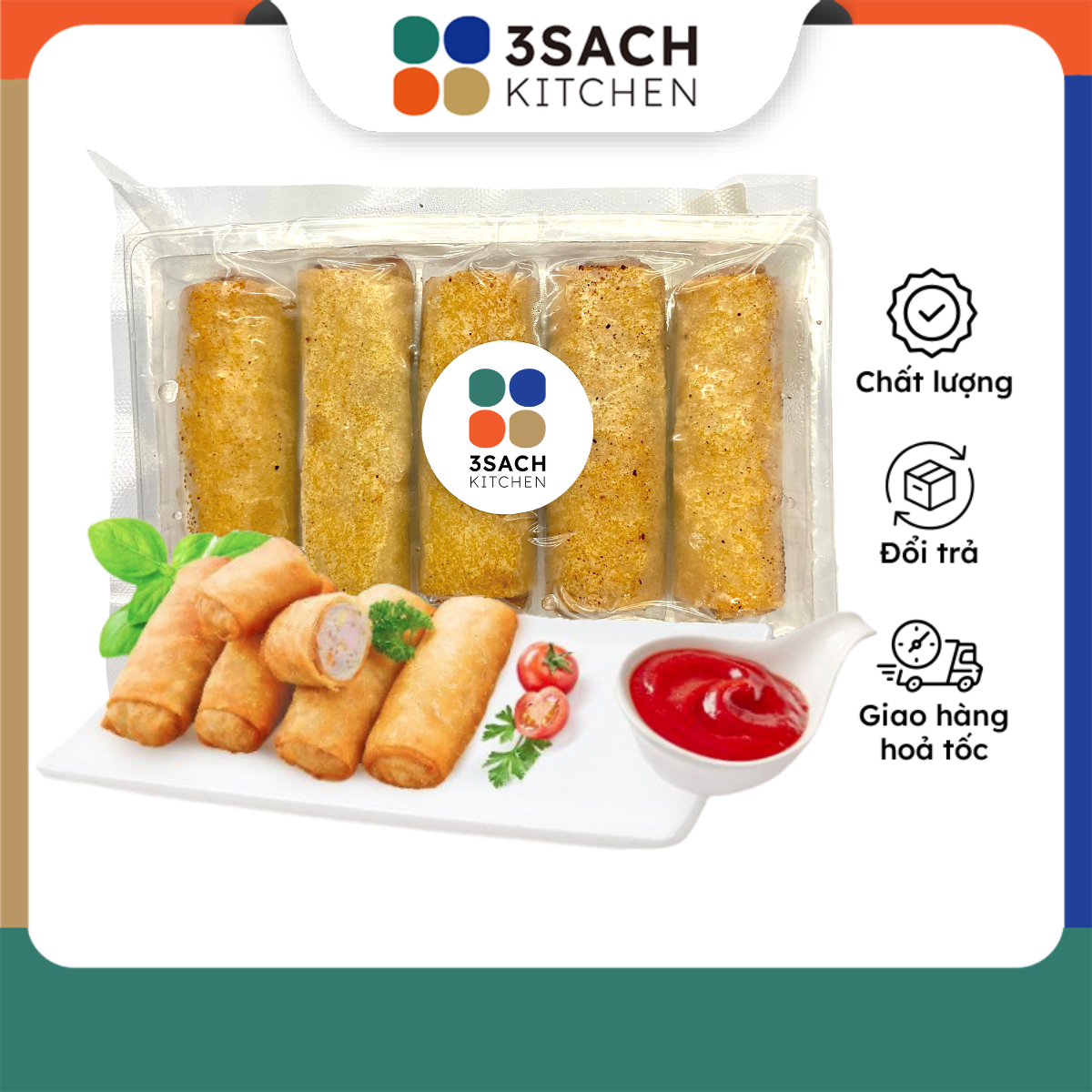 Chả Giò Tôm Thịt Chiên Sẵn 3Sach Kitchen