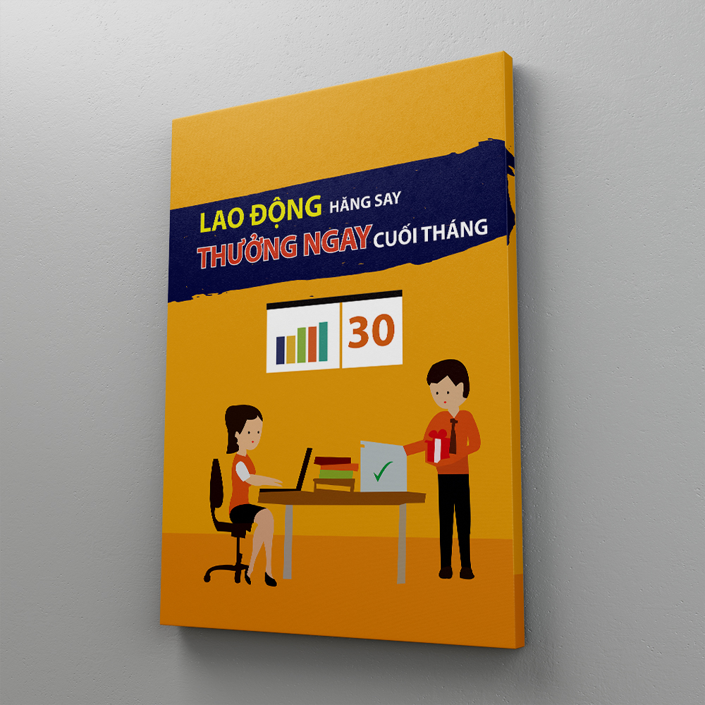 ComBo 3 Tranh văn phòng ( nhiều mẫu ) Canvas kim tuyến căng khung gỗ Sologan 2020