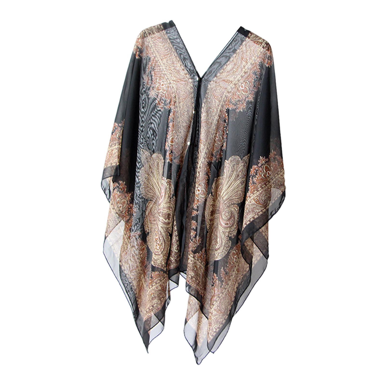 Women Beach Chiffon Chiffon Cover up Top Sleeveless Open Front Soft Loose Shawl Women Chiffon Shawl Wrap for Wedding Evening Summer Cycling