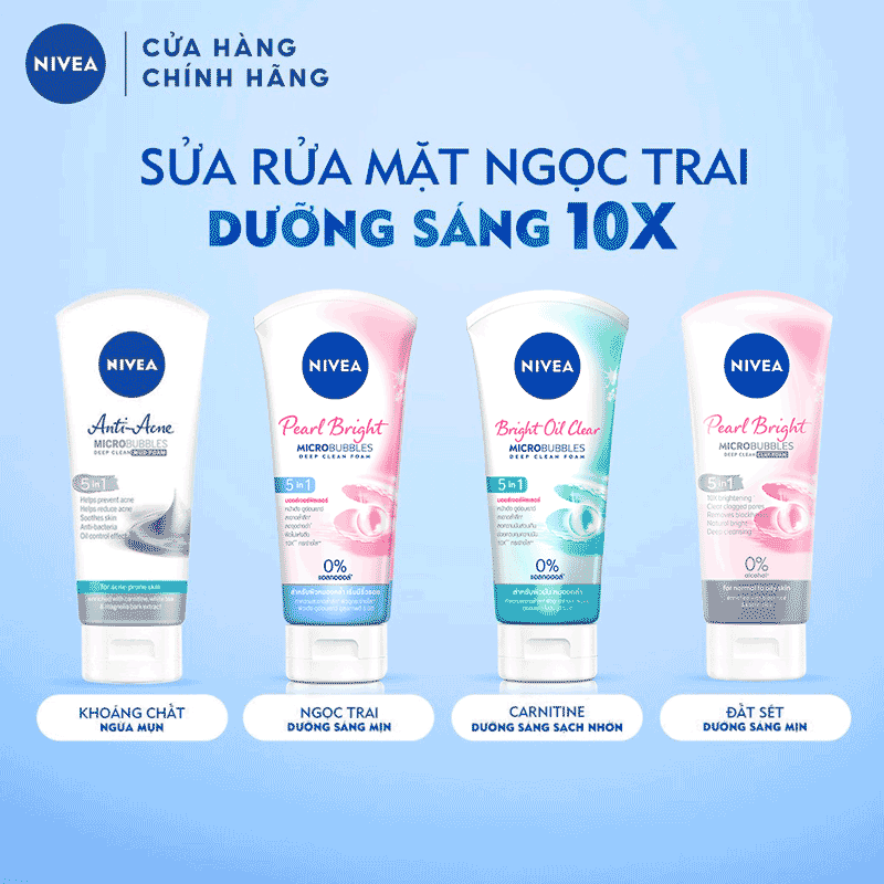 Sữa rửa mặt NIVEA Pearl White giúp trắng da ngọc trai - 81295