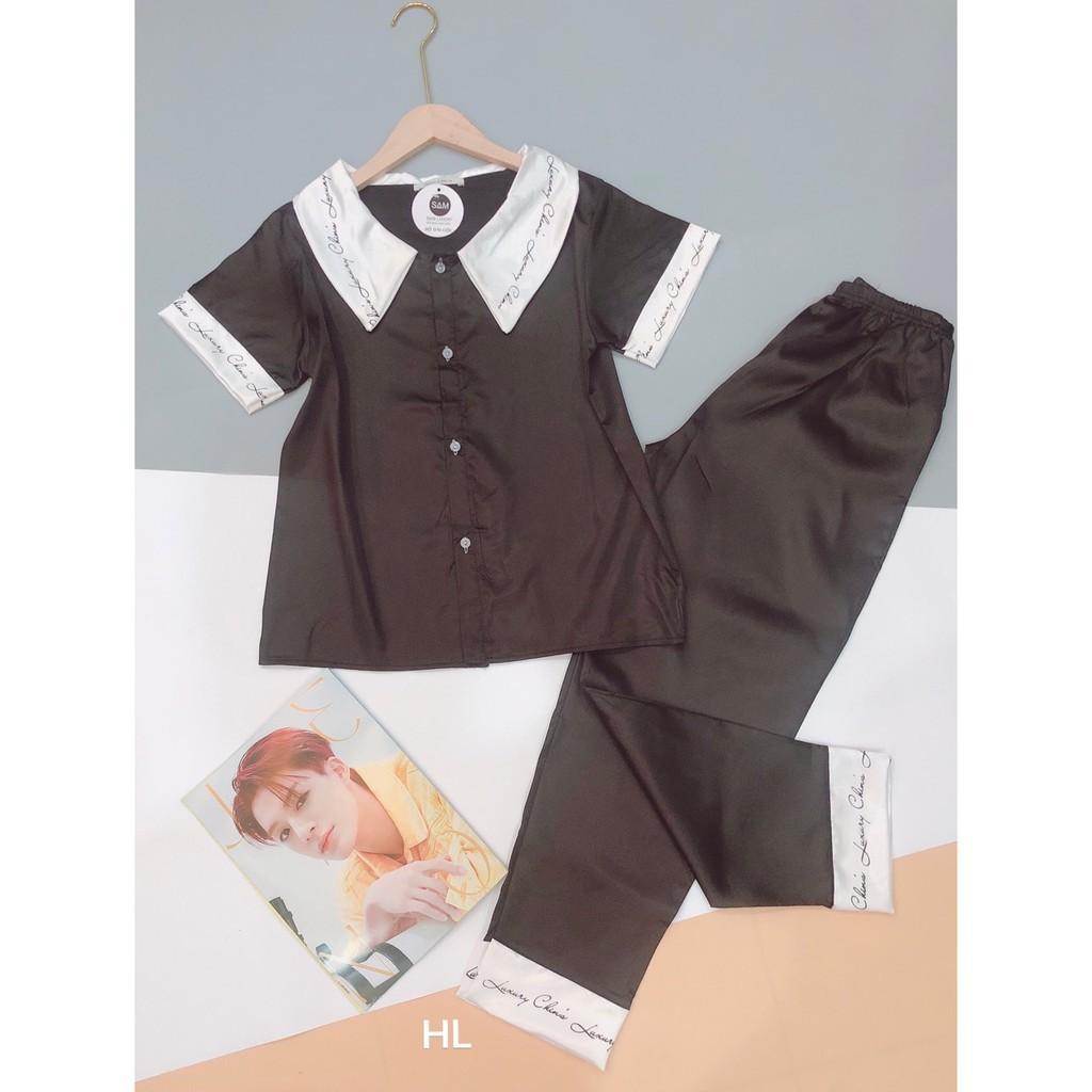 Bộ Lụa Pizama Áo Cộc Quần Dài phối pijama lụa satin