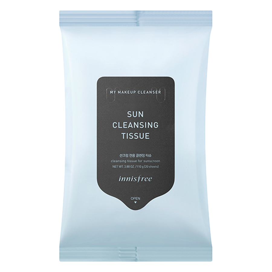 Khăn Ướt Làm Sạch Sản Phẩm Chống Nắng Innisfree My Makeup Cleanser Sun Cleansing Tissue (20 Miếng)