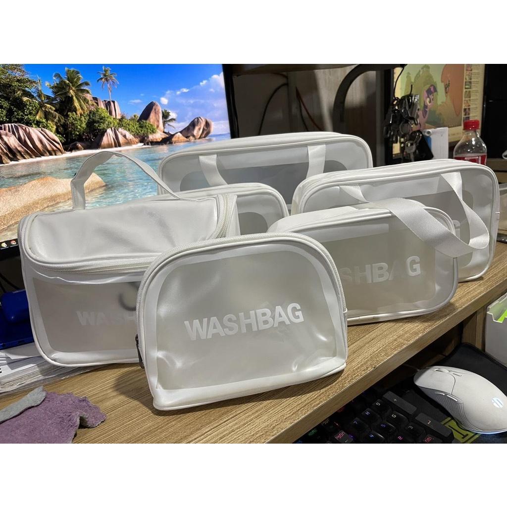 Túi Đựng đồ trang điểm trong suốt washbag Combo 6 nhựa PVC da Pu 3 màu đi bơi đi biển du lịch