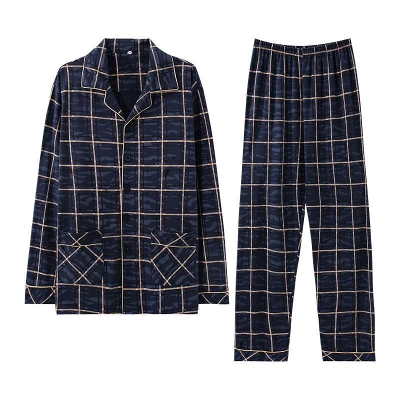 2506 - Bộ Pijama nam dài tay cao cấp, chất vải cotton 100% mềm mại, thoáng khí mùa hè, ấm áp mùa đông, Size L-3XL