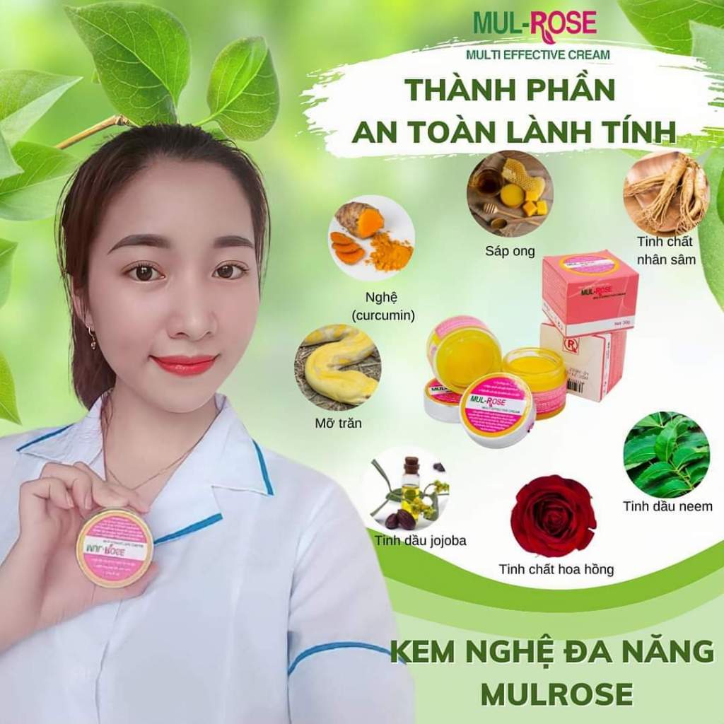 Kem nghệ đa năng Mulrose 30g Dưỡng da, giảm mụn, mờ thâm, se khít lỗ chân lông, chàm sữa, hăm, bị bỏng, vết thương hở.. Mul Rose [Chính Hãng]