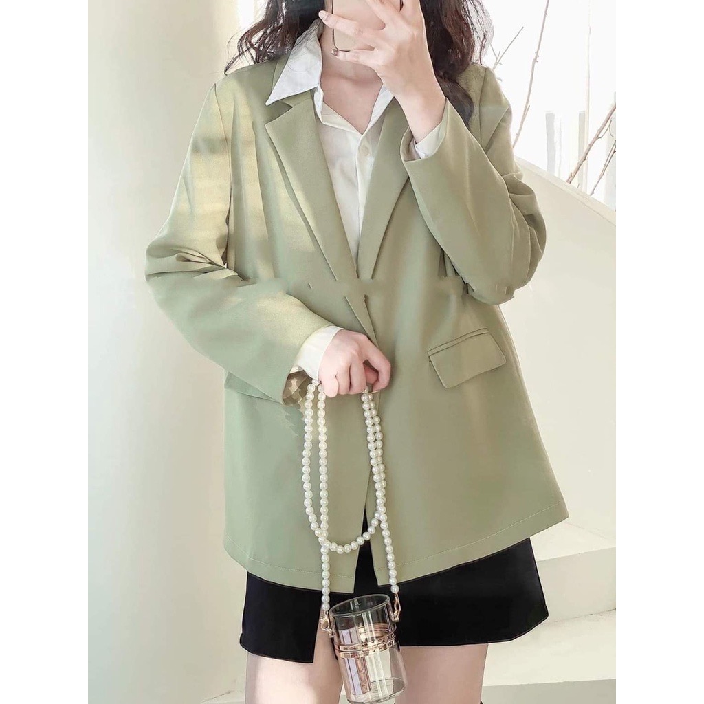 Áo khoác vest croptop ulzzang áo blazer ngắn tay dài 2 lớp hàn quốc