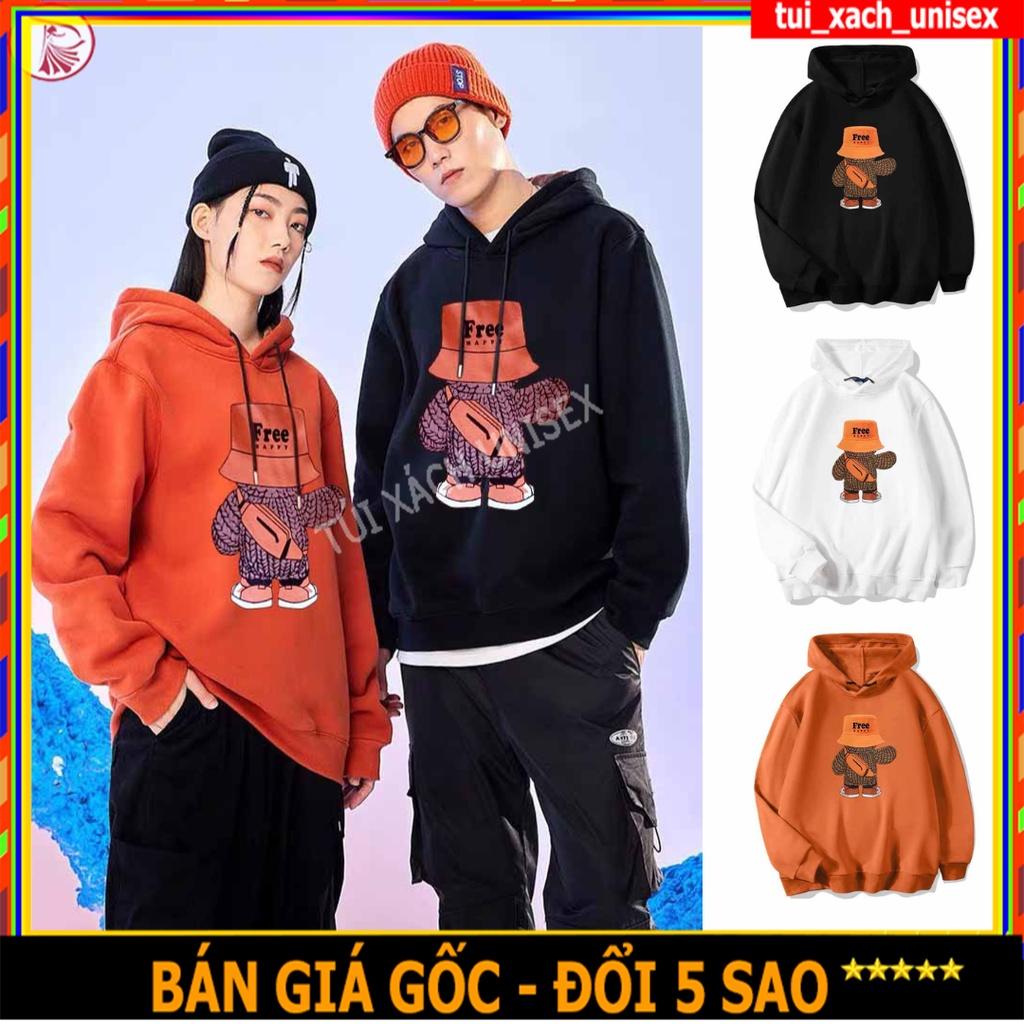 Áo hoodie GẤU form rộng in hình hoạt hình, áo khoác hoodie unisex nỉ trơn mềm mịn ấp áp thời trang thu đông