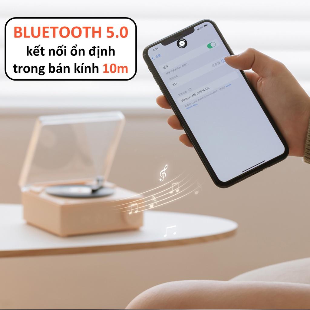 Loa Bluetooth Đồng Hồ OLIVER X11 Loa Bluetooth Mini Đĩa Than Xoay Trang Trí Bàn Làm Việc Bàn Học Đồ Decor Phòng Khách Phòng Ngủ Tích Hợp App