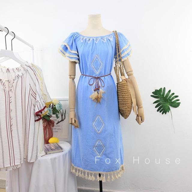 Đầm mộc Lanh kèm Dây kiểu Bohemia