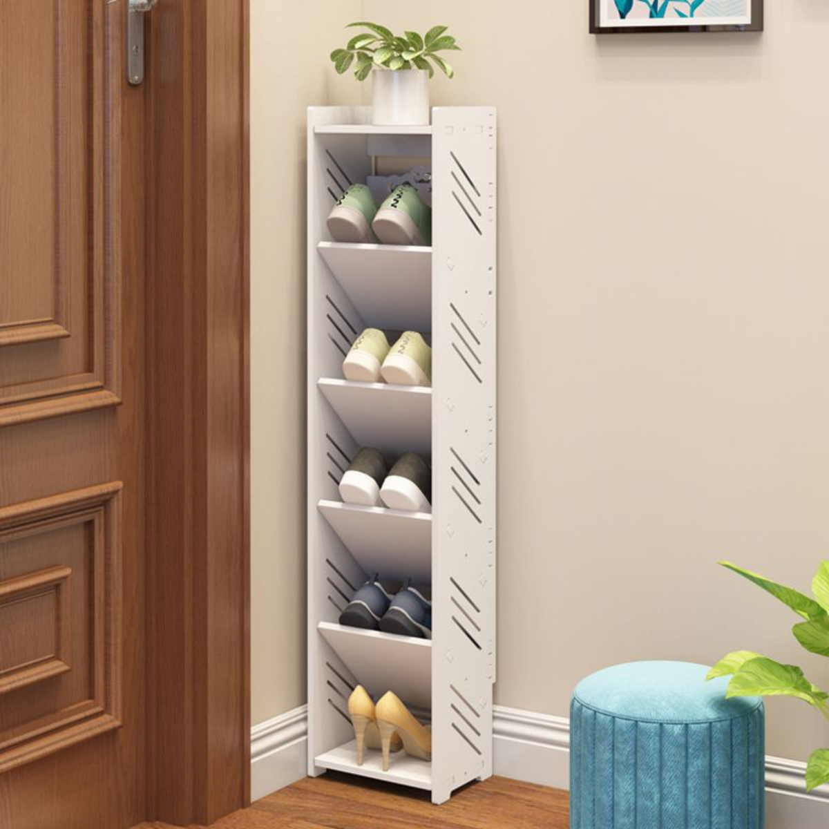 Kệ Giày Dép Gỗ Nhựa Cao Cấp Lắp Ghép Chống Nước, Giá Kệ Để Giày Dép Hàn Quốc 5 Tầng Chứa 5 Đôi Kích Thước 100*17*26 _ Lốc Xoáy