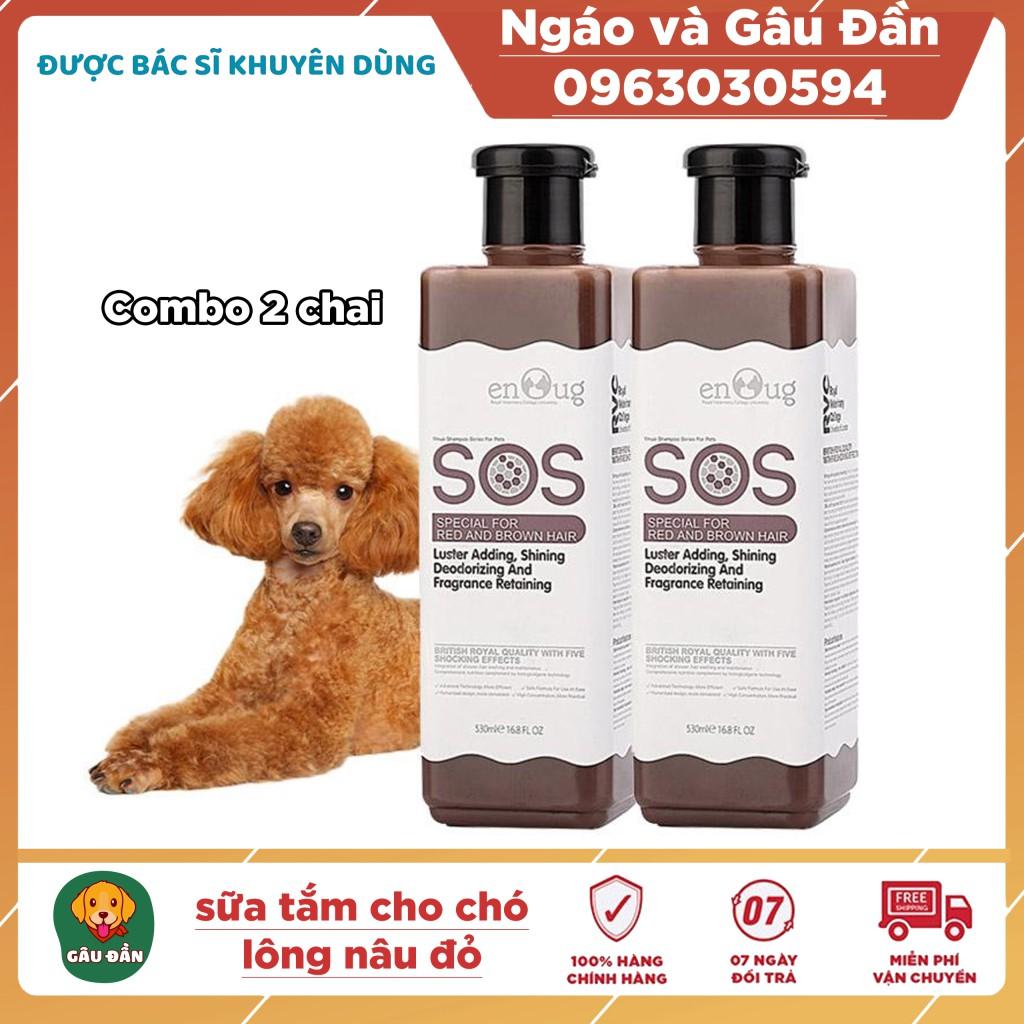 Combo 2 chai Sữa tắm SOS cho chó lông nâu đỏ chai 530ml màu nâu