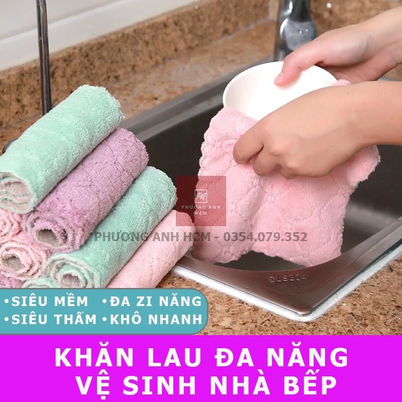 Khăn Bông Lau Bếp, Lau Tay, Lau Chén Bát - Khăn Vệ Sinh Đa Năng 2 Mặt Siêu Thấm Hút