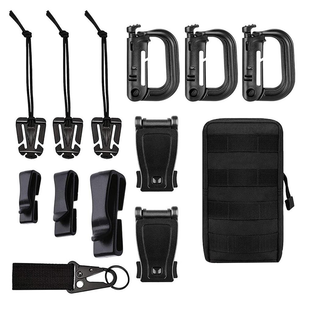 13Pcs Molle Accessories Set Webbing Key Ring D-Ring Clip Lock