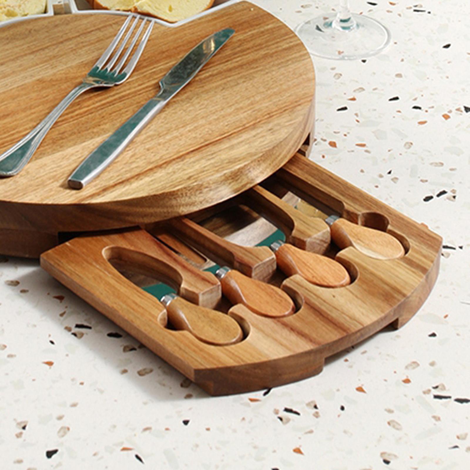 sharprepublic Bamboo Cheese Board Platter and  Set Serving Tray for