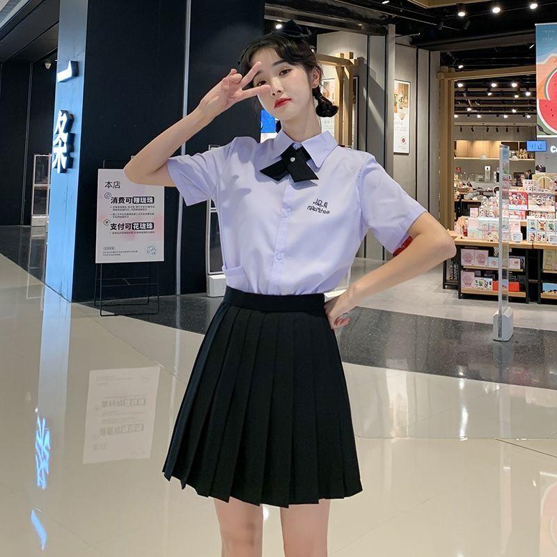 DONGSHOP Váy nửa người xuân thu, váy xếp nếp, váy chữ A, váy ngắn thắt lưng, váy dài trung bình.