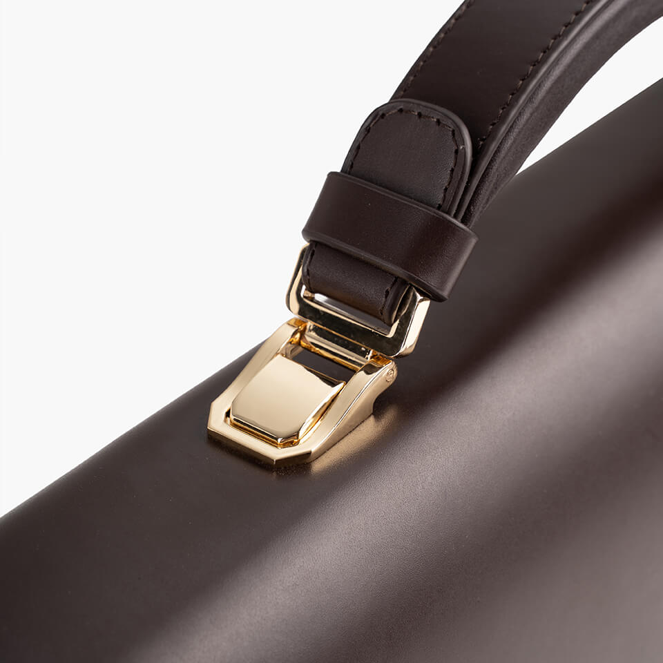 Túi Xách Nam Dáng Hộp Cặp Da Doanh Nhân GENCE CTS18 Da Bò Khóa Số Cao Cấp Màu Nâu