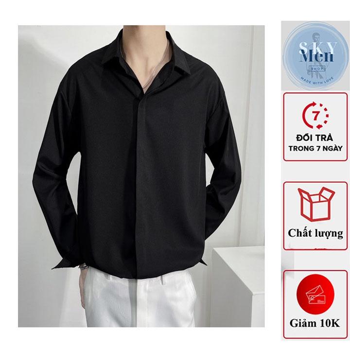 Áo Sơ mi tay dài dấu nút áo nam nữ form rộng Unisex Hàn Quốc chất vải Cotton Lụa rất đẹp mịn mát co giãn nhẹ - SKM001