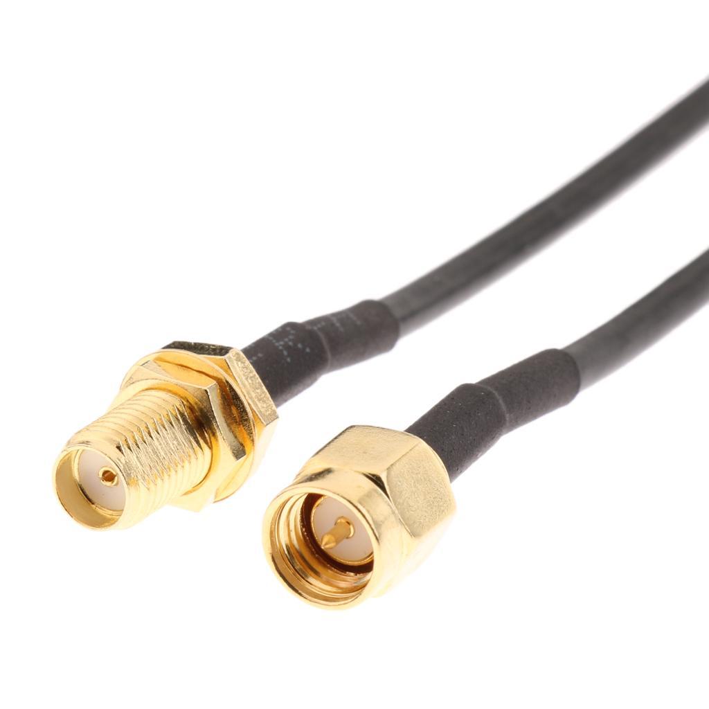 2 X RP SMA Male to Female Nut Bulkhead Crimp RG174 Coax Cable Jumper Pigtail