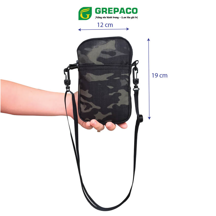 Túi Đựng Điện Thoại Grepaco Đeo Chéo Mini Nam Nữ Unisex Vải Dù Bố Tote Canvas Chống Thấm Nước Có Dây Đeo Nhiều Ngăn Khóa Kéo YKK Thời Trang Hàn Quốc - Hàng Chính Hãng