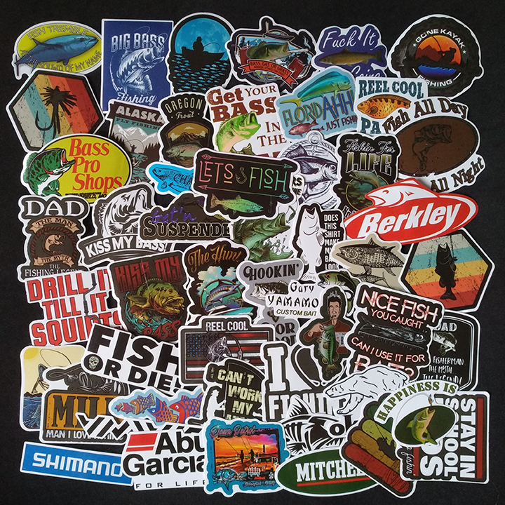 Bộ Sticker dán cao cấp chủ đề CÂU CÁ - FISHING - Dùng dán Xe, dán mũ bảo hiểm, dán Laptop