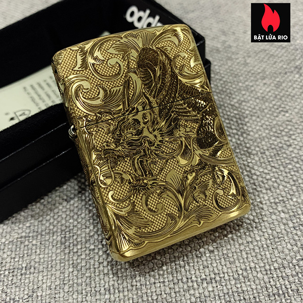 Bật Lửa Zippo Armor 168 Khắc Hình Rồng Uốn Lượn 4 Mặt – Zippo 168.R4M