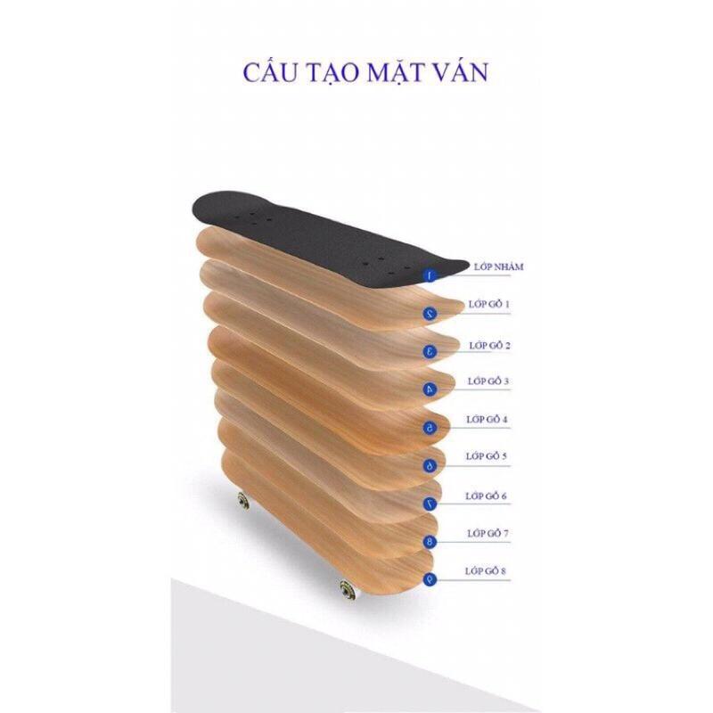 Ván Trượt Skateboard Gỗ Phong 7 Lớp , Mặt Nhám Cao Cấp, Ván Trượt Thể Thao Chuyên Nghiệp