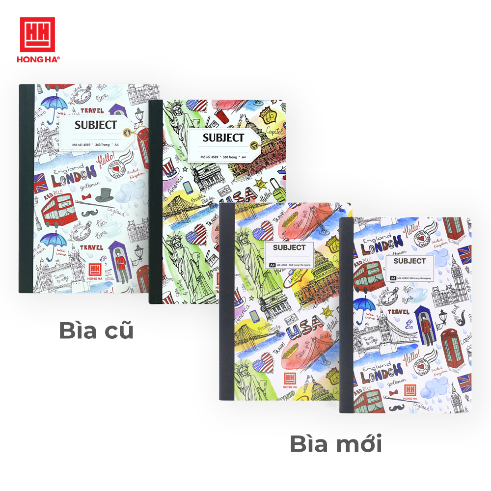 Sổ bìa bồi A4 360 trang Subject Hồng Hà - 4589