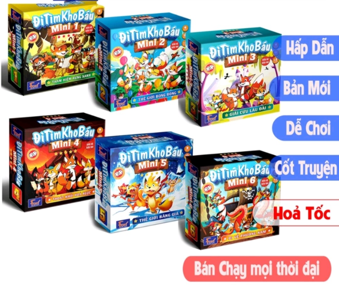 Board game-Đi tìm kho báu mini 1,2,3,4,5,6 Foxi-Đồ chơi trẻ em thông minh sáng tạo-phát triển IQ cao Đi Tìm Kho Báu Mini 1 Foxi