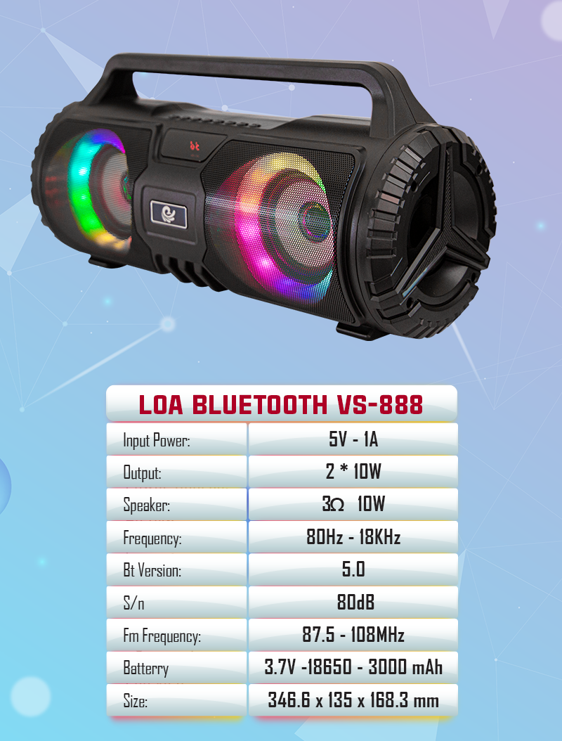 Loa Bluetooth Karaoke Mini Kèm 1 Micro Model VS-888 - Hàng Chính Hãng