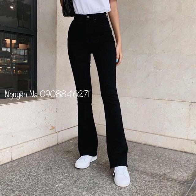 QUẦN JEANS LOE ĐEN DÁNG DÀI LƯNGCAO- Hình thật- Đẹp xuất sắc