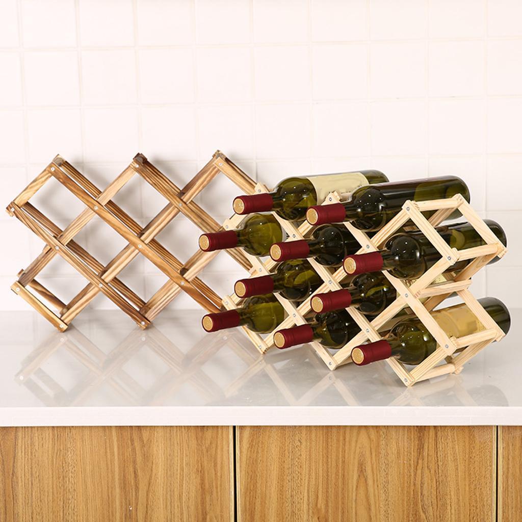 2 Pieces Wood Red Wine Rack Wine Racks Wine Bottle Holder Bar Freestanding