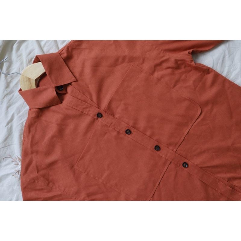 OLALASTUDIO Set áo sơmi tay ngắn quần đùi có túi Devina linen